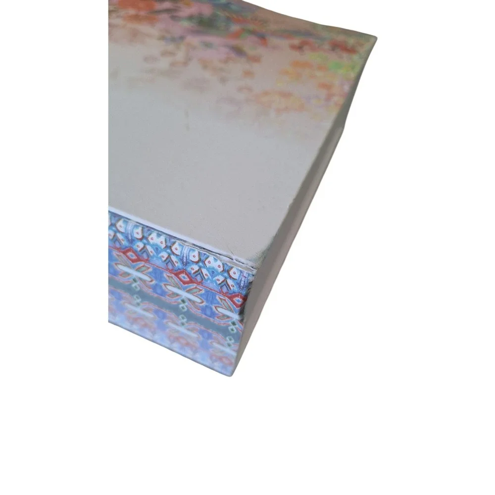 Johnny Was Floral Bird Print Magnetic Gift Box with Pink Ribbon 14x10.5x3
